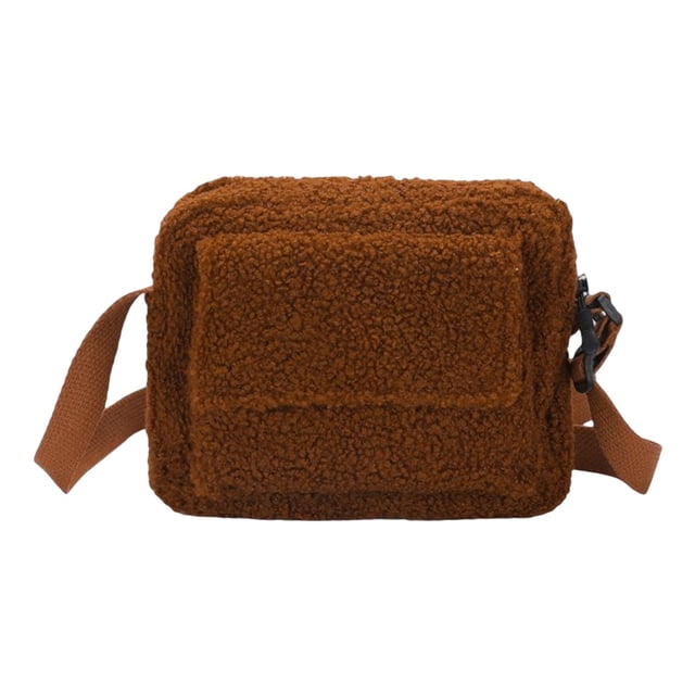 Bolso de hombro de felpa para mujer Baoblaze Otoño con cierre de cremallera
