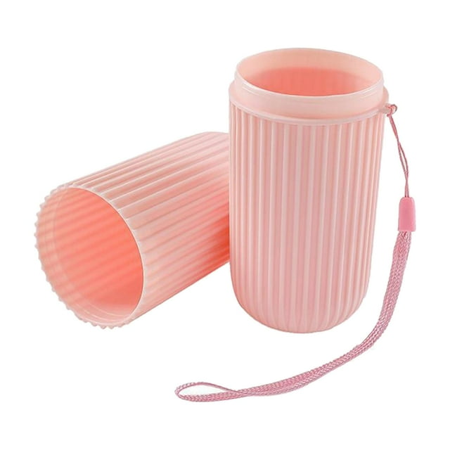 Rongfmy Portable Toothbrush Storage Box, Multifunctional Toothbrush Travel Container for pink