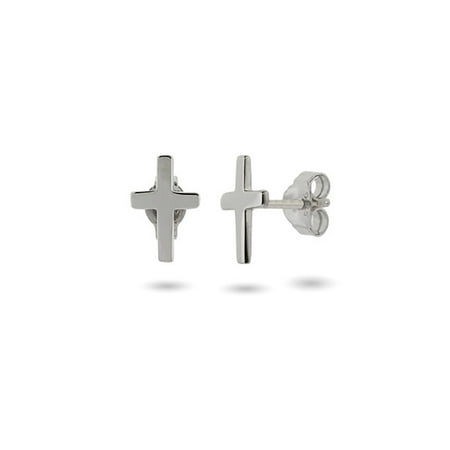 Petite Sterling Silver Cross Stud Earrings