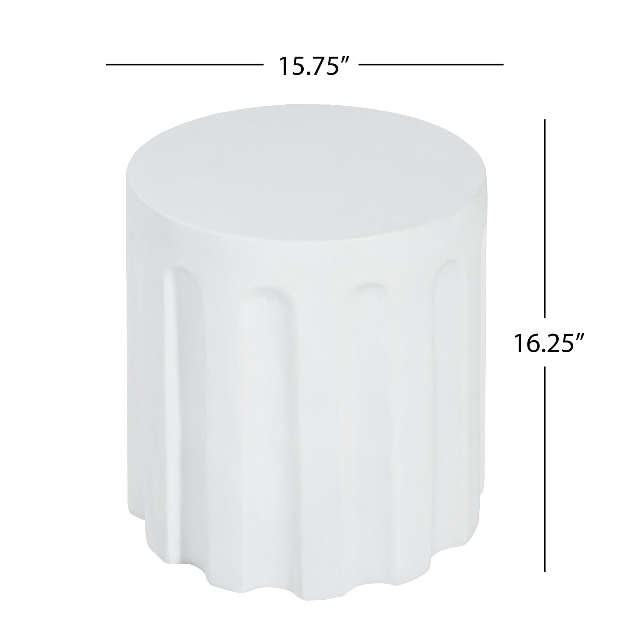Christopher Knight Home 16" Indoor Outdoor Concrete Round Cylindrical Side Table, White