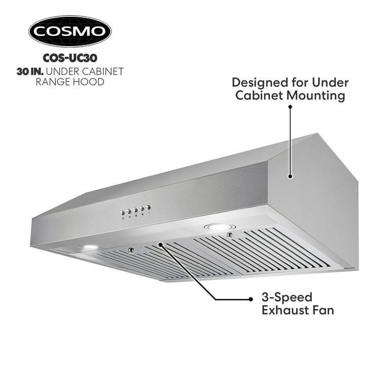 Cosmo Range Hoods UC30 30 in. 380 CFM Ductless Under-Cabinet Range Hood 