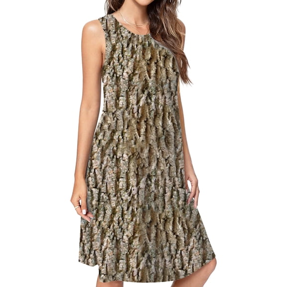 Oak Tree Bark (Seamless Texture) Spring Summer Dresses For Women Fashion Dress Casual Sleeveless Loose Sundress With Pockets