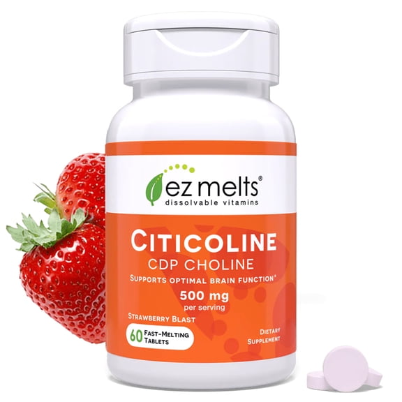 EZ Melts Dissolvable Citicoline Supplement 250 mg, Sugar-Free, 2-Month Supply - 1 Pack