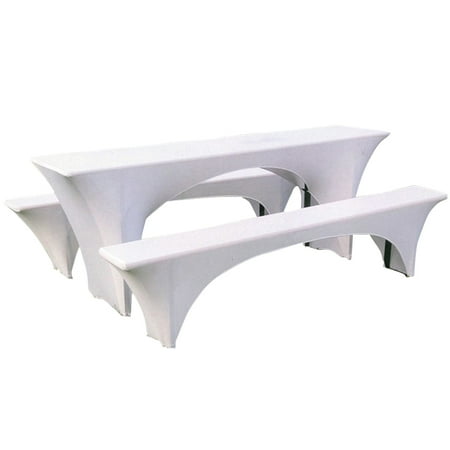 

CALIDAKA 3pcs Outdoor Fitted Tablecloth BBQ Table Bench Cover Set Elastic Fabric Washable