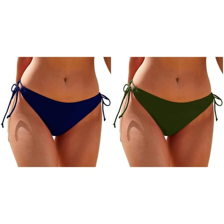 (2-Pack) 2025 New Women Plus Size High Bathing Suit Set with Shorts Waist Bikini Bottoms Swim Briefs Beach Shorts Ruched Bottom High Cut Swim Bottom Full Coverage Swimsuit Bottom Sports Yoga