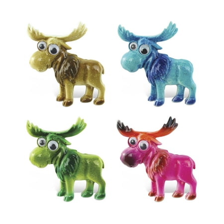 

CoTa Global Moose Refrigerator Bobble-Eye Magnets Set of 4 - Assorted Color Fun Cute Wild Animal Big Eye Magnets For Kitchen Fridge & Locker Home Decor & Cool Office Decorative Novelty - 4 Pack