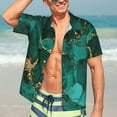 thumbnail image 7 of Sikiie Green Gold Glitter Print Men's Hawaiian Shirt, Summer Beach Button Pocket Short Sleeve T-Shirt,XX-Large, 7 of 7