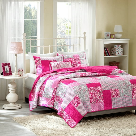 Home Essence Teen Katie Quilted Coverlet Bedding Set, Pink, Twin/TXL