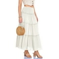 thumbnail image 4 of RUTAYY Women's Skirt High Waisted A-Line Flowy Ruffle Tiered Long Bottom Comfortable Breathablebeach Vacation Clothes, 4 of 7