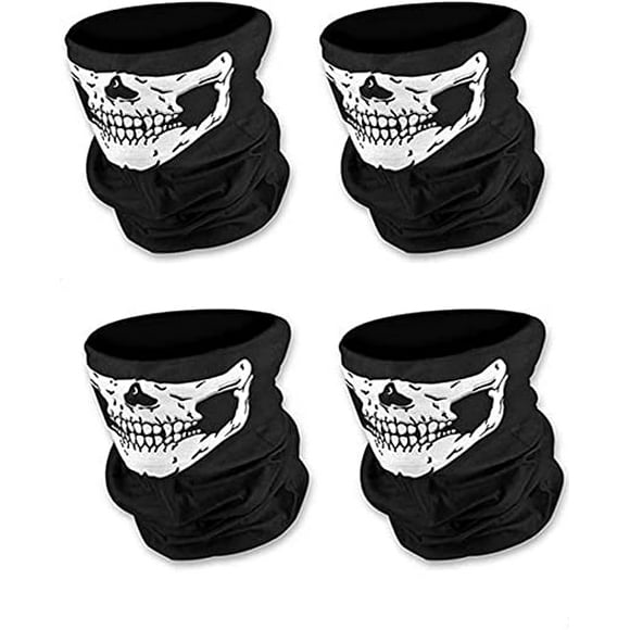 Enicgic 4Pcs Headwear Bandana Halloween Mask Skull Mask Balaclava Breathable Face Masks Neck Gaiter Scarf for Motocycle Riding, Running