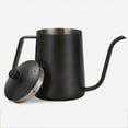 thumbnail image 2 of Olla de goteo con cuello de cisne de 5 mm recubierta de teflón negro de 350 ml con tapa para servir café Tetera de goteo de acero inoxidable para café de goteo (350 ml) Ormromra LH-1503, 2 of 4
