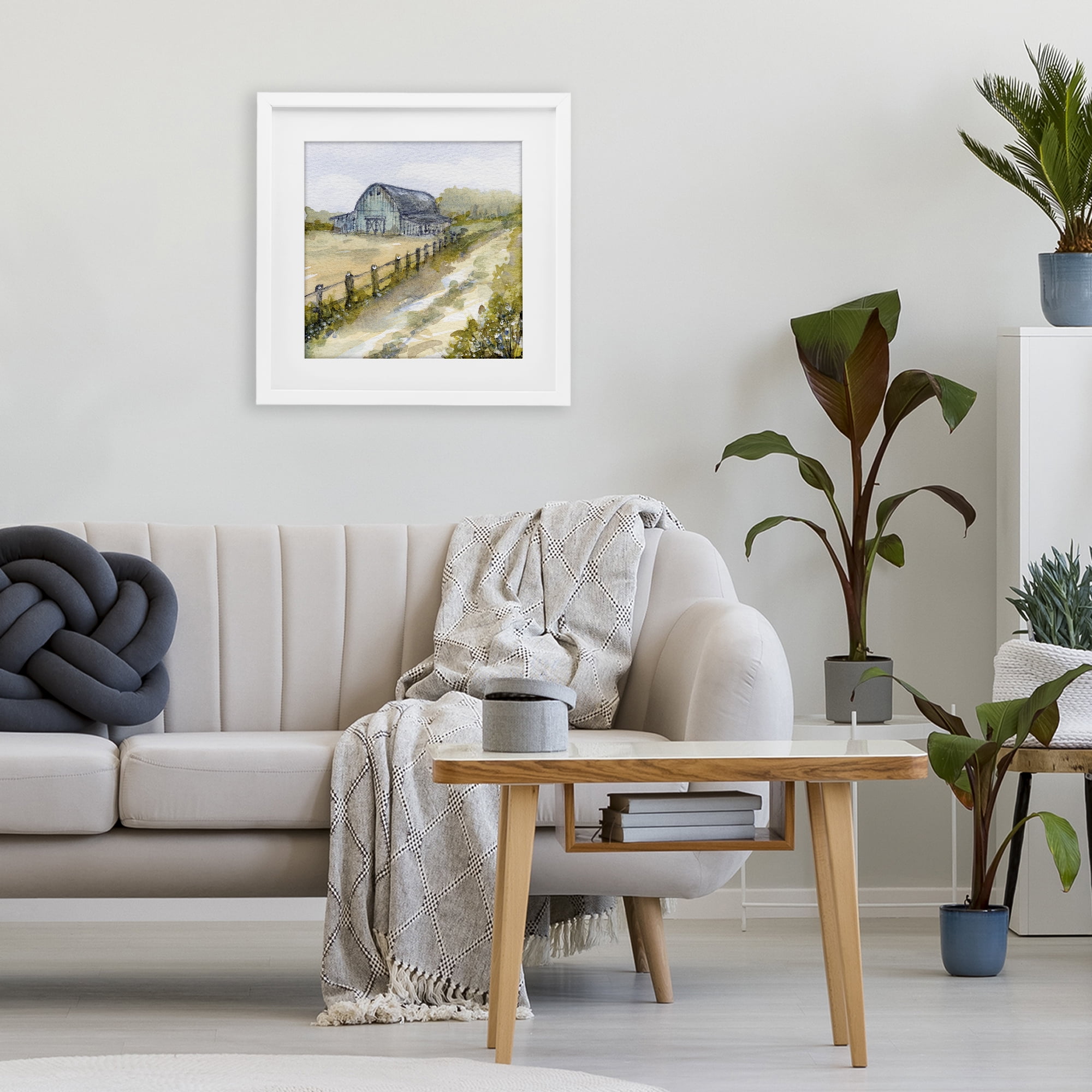 Stupell Industries Blue Barn Lane White Framed Print Under Glass, design by Patti Bishop