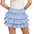 thumbnail image 3 of FRSASU Girls Ruffle Layered Summer Mini Skirt, Elastic High Waisted Casual Stretch A-Line Skirts for 3-13 Years Blue, 3 of 9
