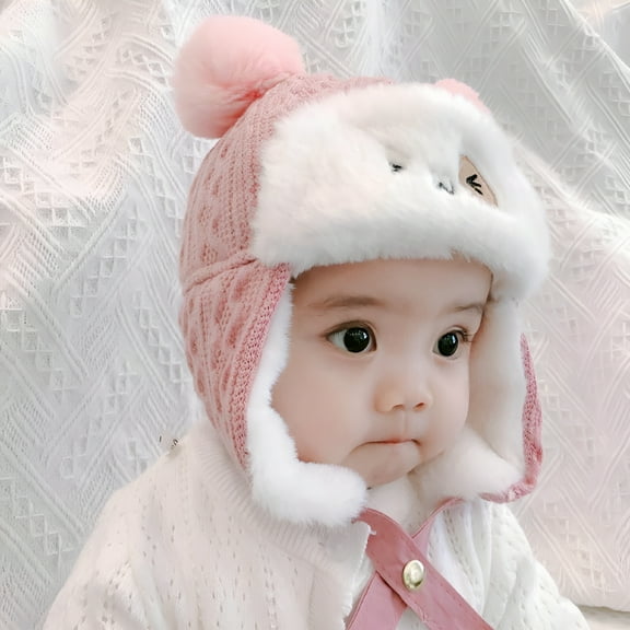 TELOLY Toddler Kids Infant Winter Hat, Earflap Knit Warm Cap Fleece Lined Beanie for Baby Boys Girls