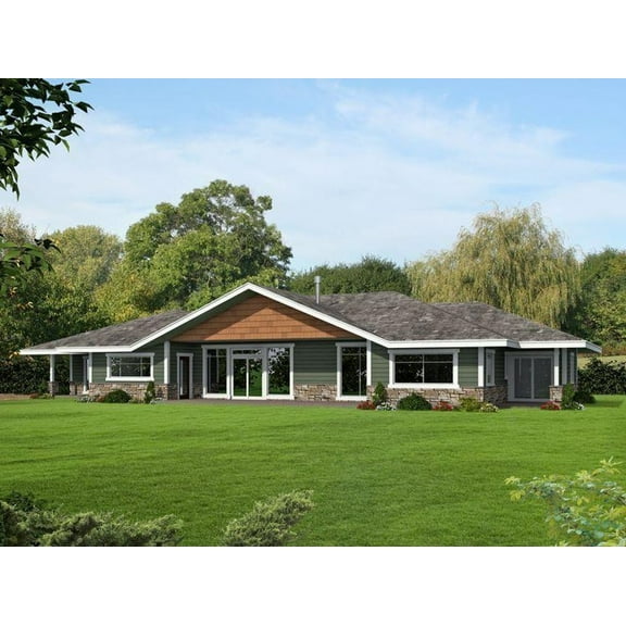 001-3369: Northwest Ranch 3 Bed, 2 Bath Luxury Home Plan, 2732 Sq Ft: Full Blueprints with License to Build by Home Plan Marketplace - Lesuto