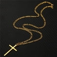 thumbnail image 5 of Gold Plated Simple Cross Pendant Necklace Stainless Steel Link Chain for Women Men, 5 of 5