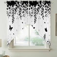 thumbnail image 2 of Black Spring Botanical Swag Valances for Windows, Kitchen Window Curtains Over Sink, Weeping Eucalyptus Butterfly Window Treatment Curtains for Living Room/Bedroom Curtains 2 Panel Sets 36"x45", 2 of 8