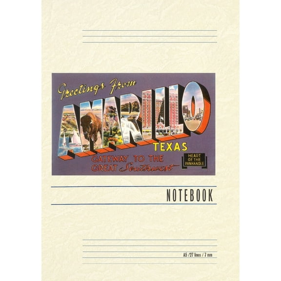Vintage Lined Notebook Greetings from Amarillo, Texas, (Paperback)