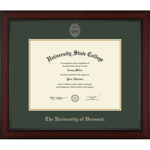 The University of Vermont Diploma Frame, Document Size 13" x 10"