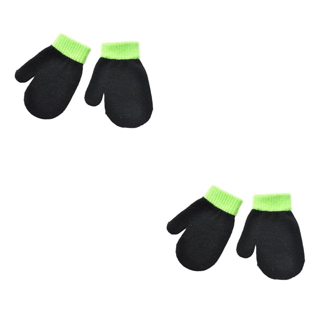 Qarigey 1 par de mitones para niños, calentador de dedos de estilo sencillo, accesorio de ropa, cubierta de mano, mitones para niños y niñas para el Negro 2piezas Qarigey CBP341923