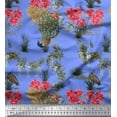 thumbnail image 1 of Soimoi Cotton Poplin Fabric Leaves,Floral & Peacock Bird Print Fabric by The Yard 56 Inch Wide, 1 of 1