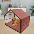 thumbnail image 2 of Retro Pet House, Snowflakes with Skinny Curls Cheerful Yuletide Noel Inspiration in Art, Outdoor & Indoor Portable Dog Kennel with Pillow and Cover, 5 Sizes, Vermilion Ivory, by Ambesonne, 2 of 4