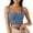 c01Blue, variant on Womens Square Neck Longline Sports Bra Workout Crop Tank Tops Padded Yoga Camisole with Built in Pads White S