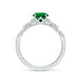 thumbnail image 2 of ANGARA Lab Grown Vintage Style Round Emerald Engagement Ring with Leaf Motifs for Women in 14K White Gold (Size-6.5mm) | May Birthstone, Anniversary, Jewelry Gift for Women | Lab-Grown Emerald Ring, 2 of 9