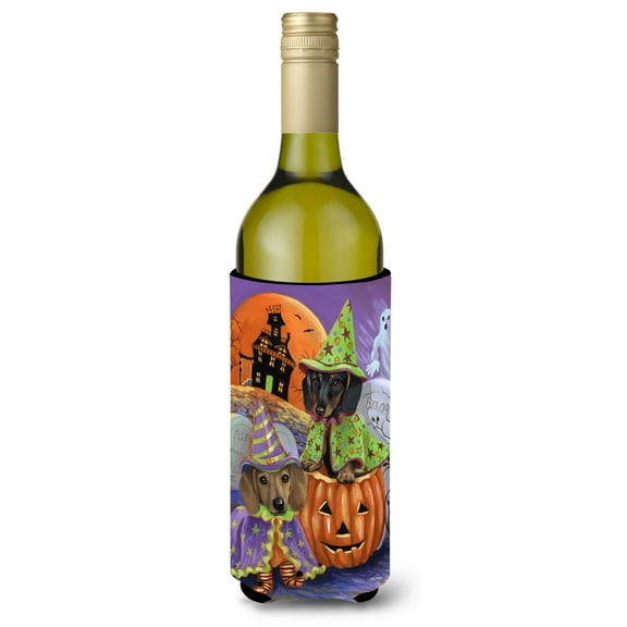 Dachshund Halloween Haunted House Wine Bottle Hugger