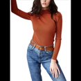 thumbnail image 2 of Suéter de Cuello Alto Acanalado para Mujer, Larga, Blusa Térmica de Peso Medio Color Caramelo un Tamaño, 2 of 10