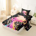 thumbnail image 2 of Castle Fairy Basketball Ice Cream Twin Sheets 3pcs, Sport Theme Graffiti Splash Bedding, Black Pink,1 Fitted Sheet, 1 Flat Sheet and 1 Pillowcase, 2 of 6