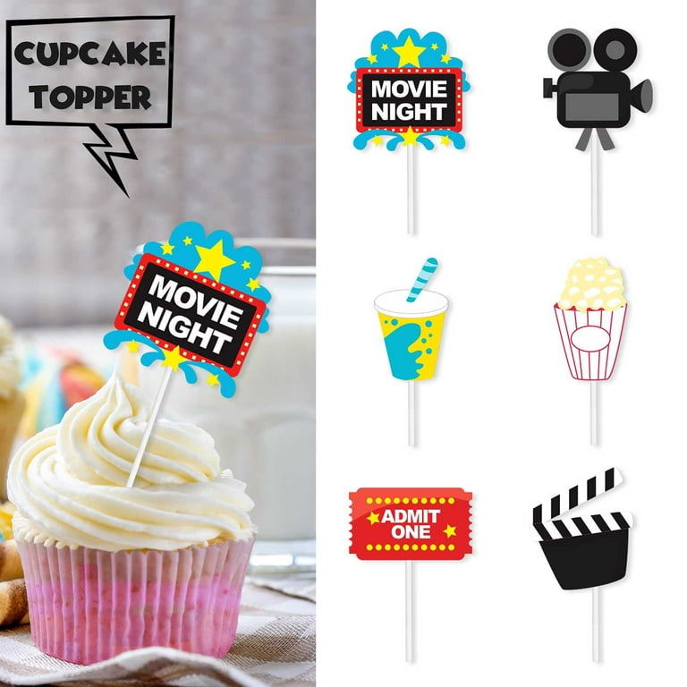 Confetti! 30 Glitter Movie Cupcake Toppers with Hollywood, Bollywood,  Kollywood, Tollywood themes - Perfect for Birthday Parties & Movie Nights!