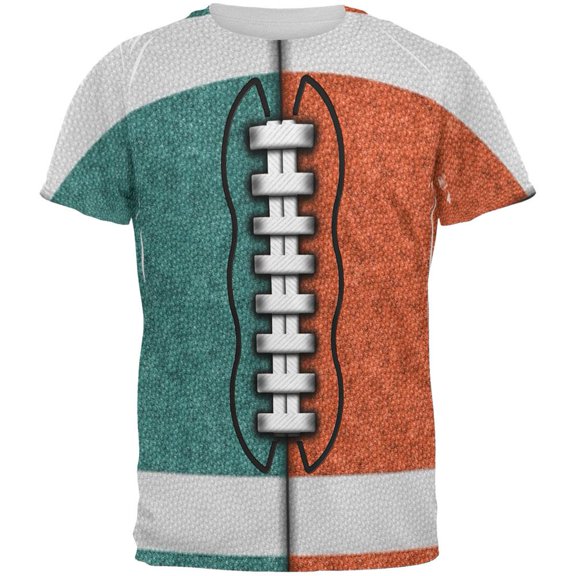 Fantasy Football Team Teal and Orange All Over Mens T Shirt Multi 2XL