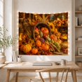 thumbnail image 5 of Harvest Cornucopia With Pumpkins and Fruit, Cozy Rustic Style for Farmhouse Decor Lovers, Wall Decor, Thanksgiving Gift, Tapestry Wall Hanging for Dining Room and Living Room, 5 of 7