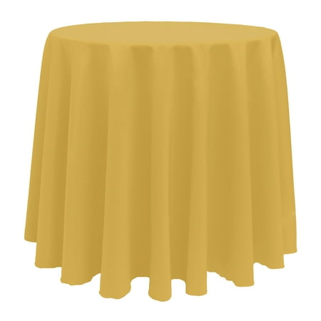 

Ultimate Textile (3 Pack) 132-Inch Round Polyester Linen Tablecloth - for Wedding Restaurant or Banquet use Gold