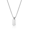 thumbnail image 3 of HZMAN Mens Stainless Steel Razor Blade Model Dog Tag Pendant Hip Hop Necklace,22+2" Chain (Silver), 3 of 6