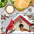 thumbnail image 3 of JOOCAR Winter Cardinals Birdhouse Scene Linen Table Mats Set of 4 for Home Kitchen Table Decor 12x18 inch, 3 of 5