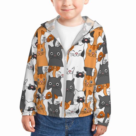 

Lukts Funny Cats Print Children s Long-Sleeved Sun Protection Clothing Hooded Sweatshirts for Boys and Girls Outdoor Sports-4 Years