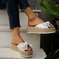 thumbnail image 5 of Xdegoge Espadrille Platform Sandals for Women Wedge Slides Slip On Peep Toe Cute Knotted Bowknot Decor Jute Sole Casual Summer Vacation Walking Footwear, 5 of 9