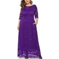 thumbnail image 6 of Eternatastic Womens Floral Lace 2/3 Sleeves Maxi Dress Evening Party Long Dress 3XL Purple, 6 of 6