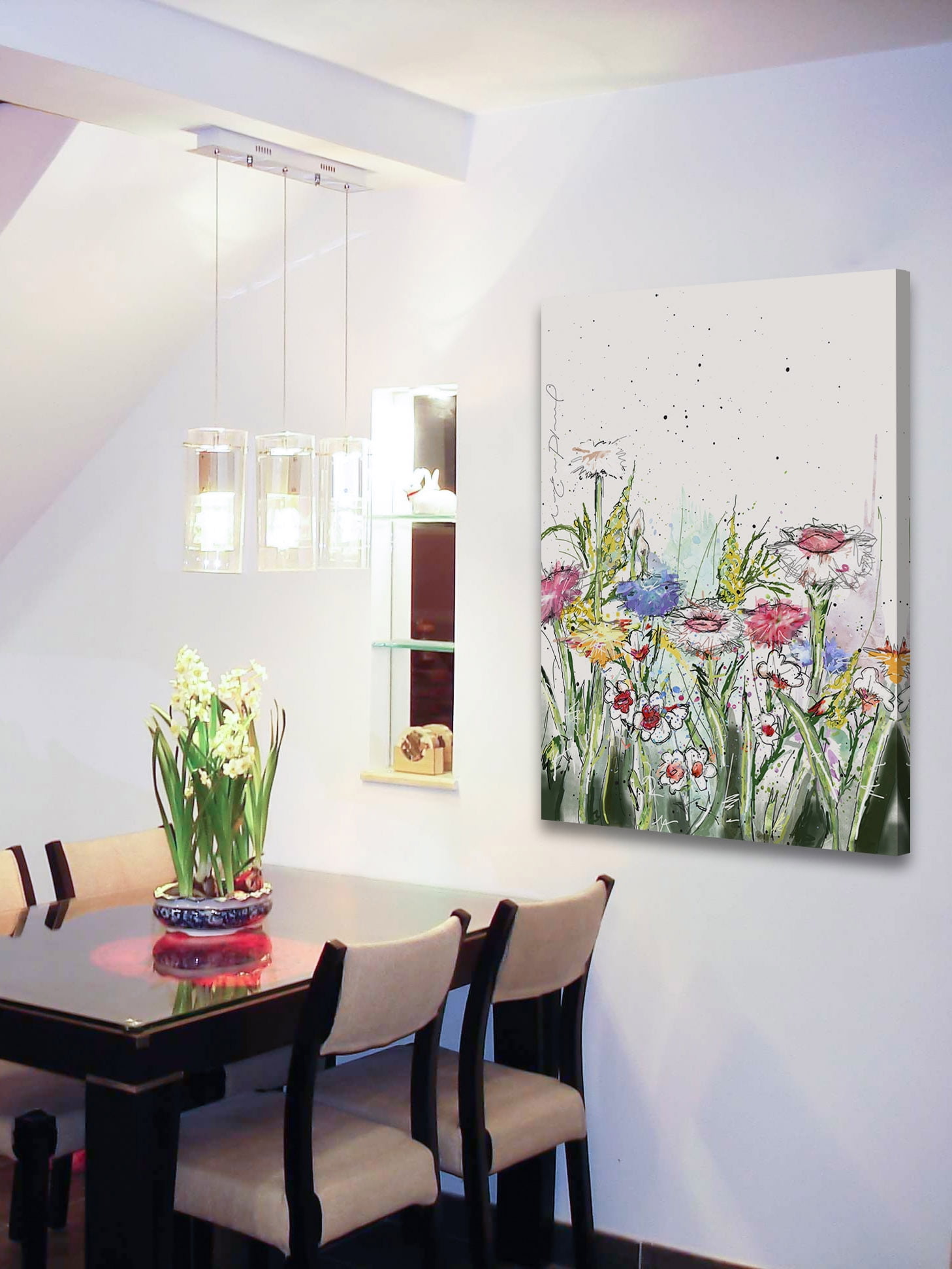 "Fleurs Fraiches" Painting Print on Wrapped Canvas