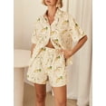 thumbnail image 5 of Women Pajamas Set 2 Pieces Loungewear Suits Lemon Print Short Sleeve Loose Shirts Tops and Shorts Sleepwear Outfits, 5 of 10