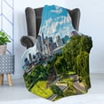 thumbnail image 4 of United States Soft Flannel Fleece Blanket, Hartford Connecticut USA Downtown Cityscape Aerial View Modern Life, Cozy Plush for Indoor and Outdoor Use, 50" x 70", Sky Blue Green Grey, by Ambesonne, 4 of 5