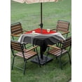 thumbnail image 2 of Square Outdoor Tablecloth With Umbrella Hole And Zipper– Red Gray Beach Coastal Waterproof Patio Table Cover for Party, Picnic, Backyard, 60"x60" , Abstract Geometric Ocean Waves, 2 of 8