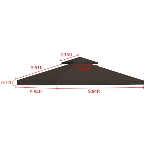 SSyao 10'x10' Gazebo Canopy Top Replacement 1/2 Tier Patio Outdoor Sunshade Cover UV30, 2 Tiers/Coffee