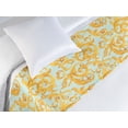 thumbnail image 3 of Royal Bed Runner, Vintage Floral Pattern Design Damask Curlicue Past Times Repetitive Art, Decorative Accent Bedding Scarf for Hotels Homes & Guest Rooms, Twin, Marigold Pale Seafoam, by Ambesonne, 3 of 3