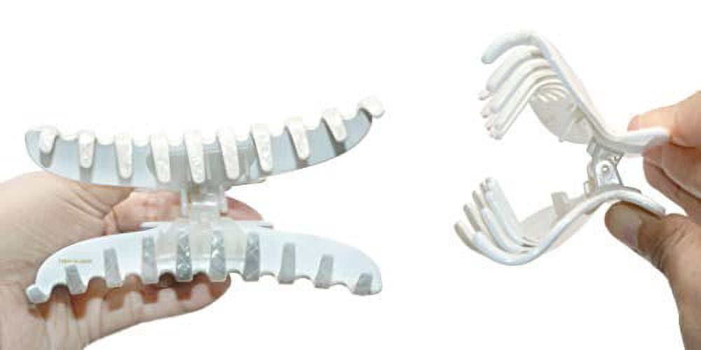 French Amie Contour Frost White Large 4 ¾” Handmade Cellulose Hair Claw Clip