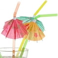 thumbnail image 2 of 100 PCS Umbrella Straws, Long Cocktail Drink Umbrellas Fancy Flower Bar Straws, Tropical Summber Beach Luau Tiki Hawaiian Party Straws Decorations, 5mm x 240mm, 2 of 9