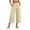 Beige 1, variant on Womens 3/4 Capri Wide Leg Cropped Culottes with Pockets Button Front Elastic High Waist Loose Casual Solid Trousers