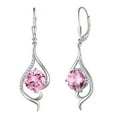 thumbnail image 1 of Juwaliy Aretes Colgantes para Mujer Rosa Piedra de Nacimiento de Octubre Aretes de Turmalina Plata Esterlina 925 Cierre de Palanca Joyería de Cola Regalo de Navidad Cumpleaños Día de San Valentín par, 1 of 11
